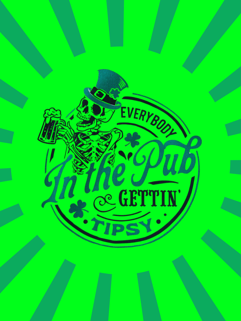 240g Beer Skull Printed Cotton T-shirt for St. Patrick's Day Emma Bridess