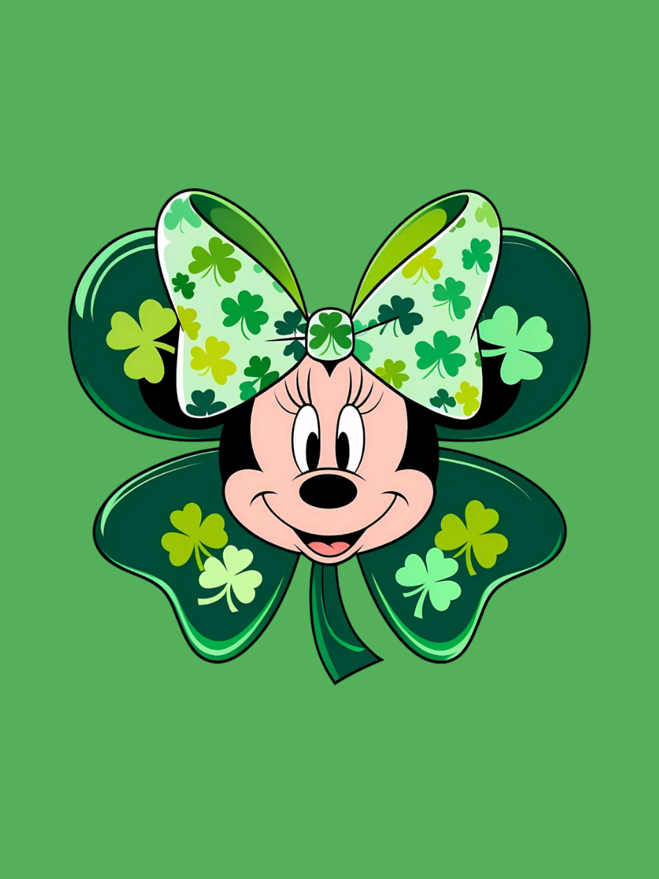 240g Minnie Printed Cotton T-shirt for St. Patrick's Day Emma Bridess