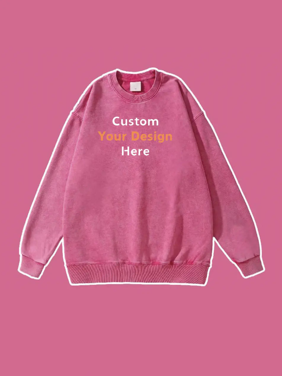 450g Custom Wash Color Basic Cotton Sweatshirt