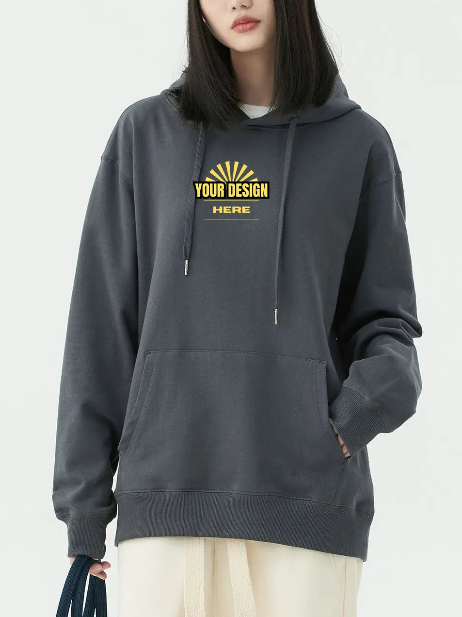 Custom Women's Casual Solid Color Pullover Hooded