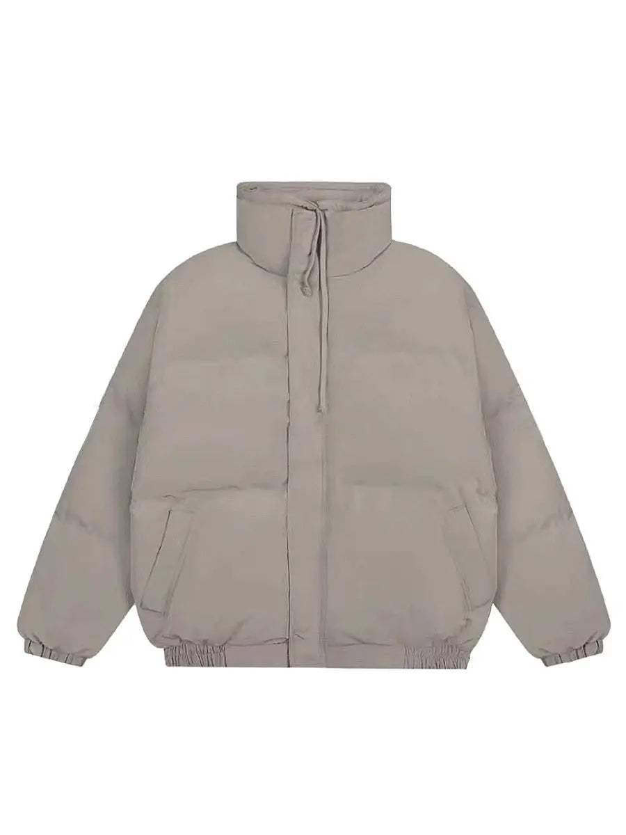 Drawstring Plain Puffer Thick Pockets Coat