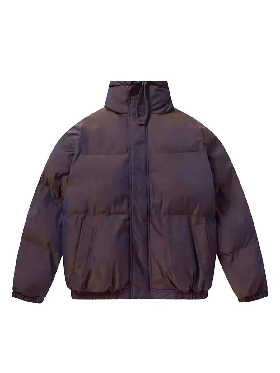 Drawstring Plain Puffer Thick Pockets Coat