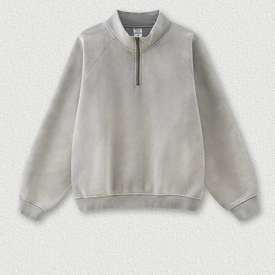 Washed Vintage Stand Collar Hoodie