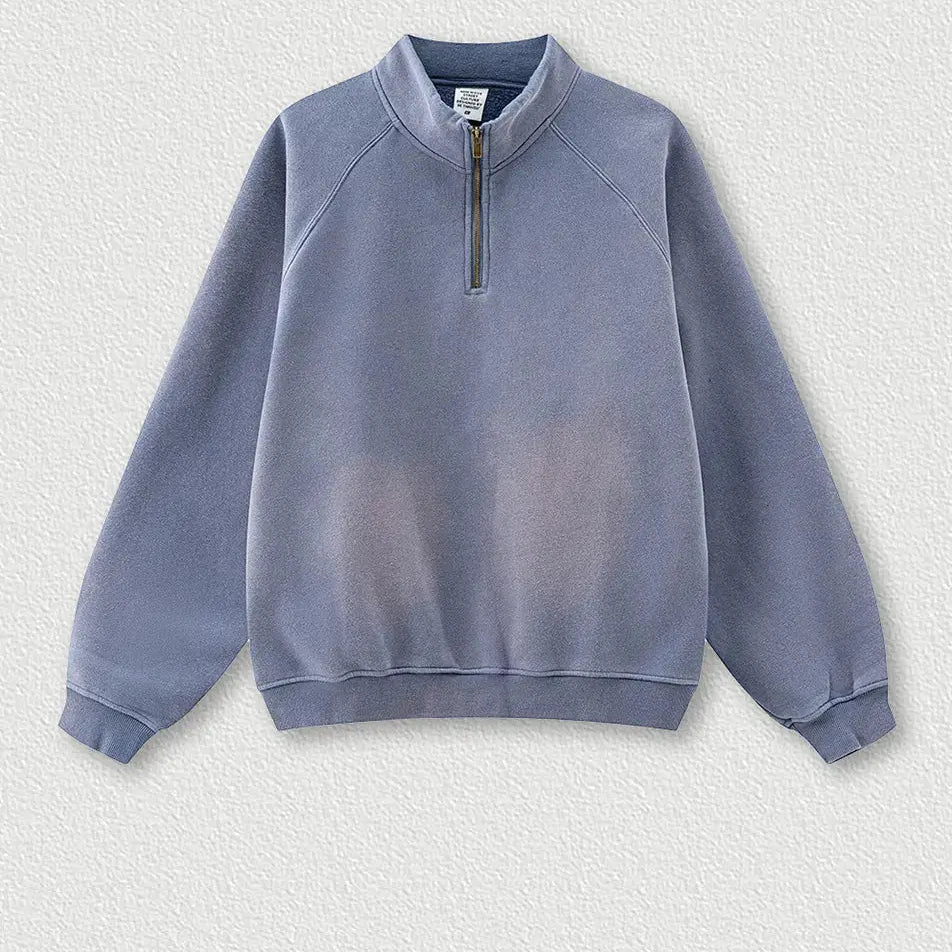 Washed Vintage Stand Collar Hoodie