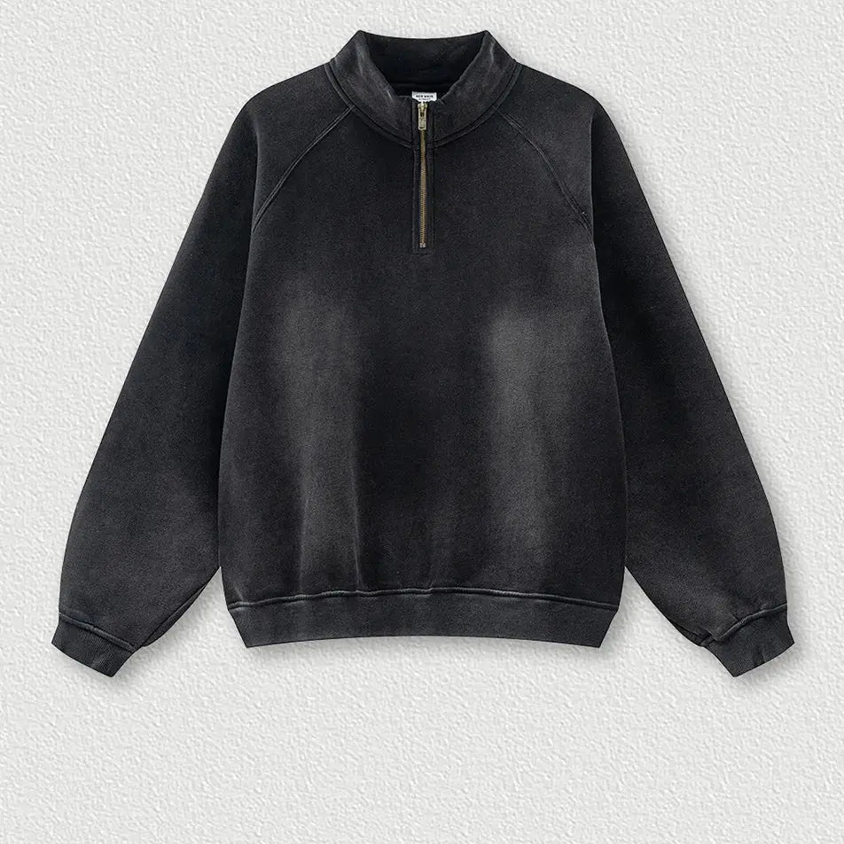 Washed Vintage Stand Collar Hoodie