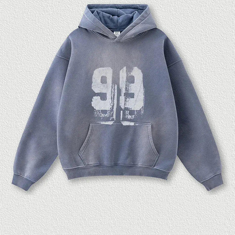 Vintage Graffiti Print Fleece Hoodie