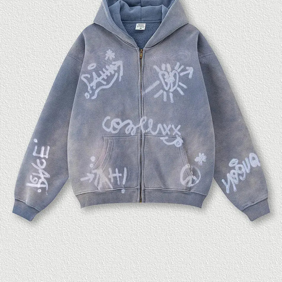 Hand-Painted Fleece Hoodie