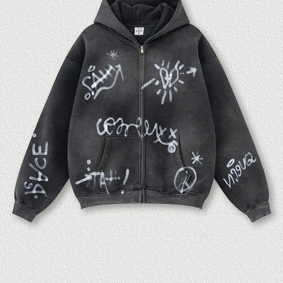 Hand-Painted Fleece Hoodie