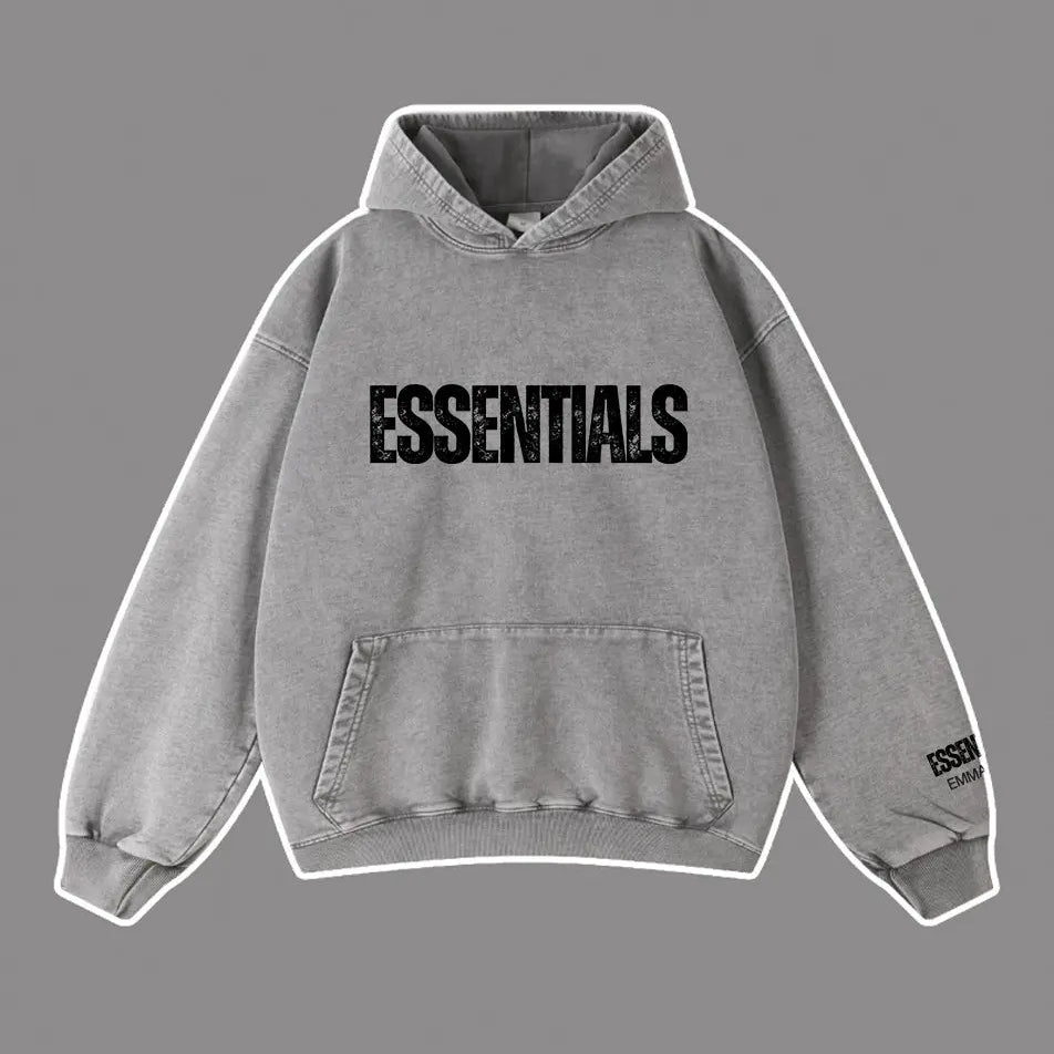 450g Wash Old Vintage Essentials Hoodie
