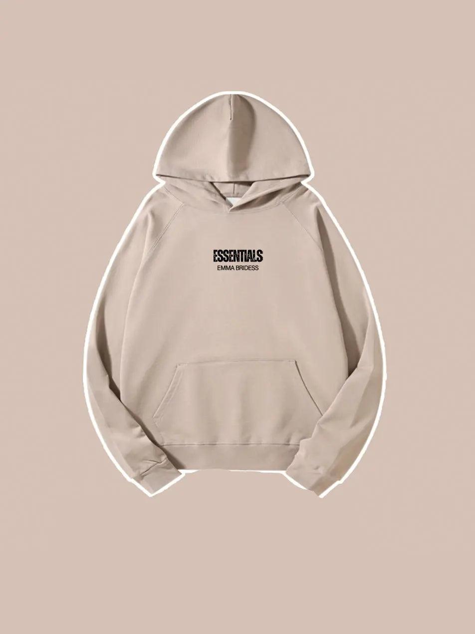 Basic Essentials Letter Print Hoodie 460g Classic Sweatshirt