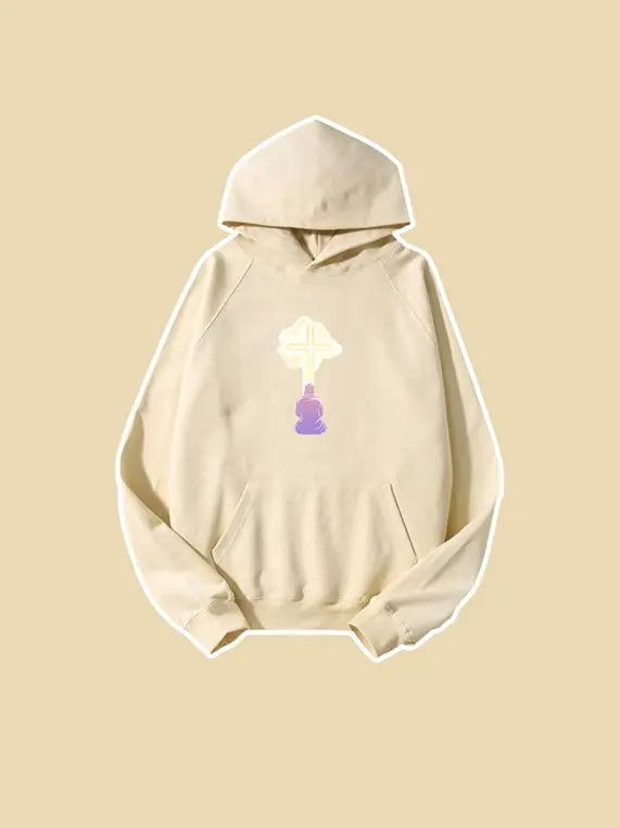 Crucifix Printed Hooded Sweatshirt