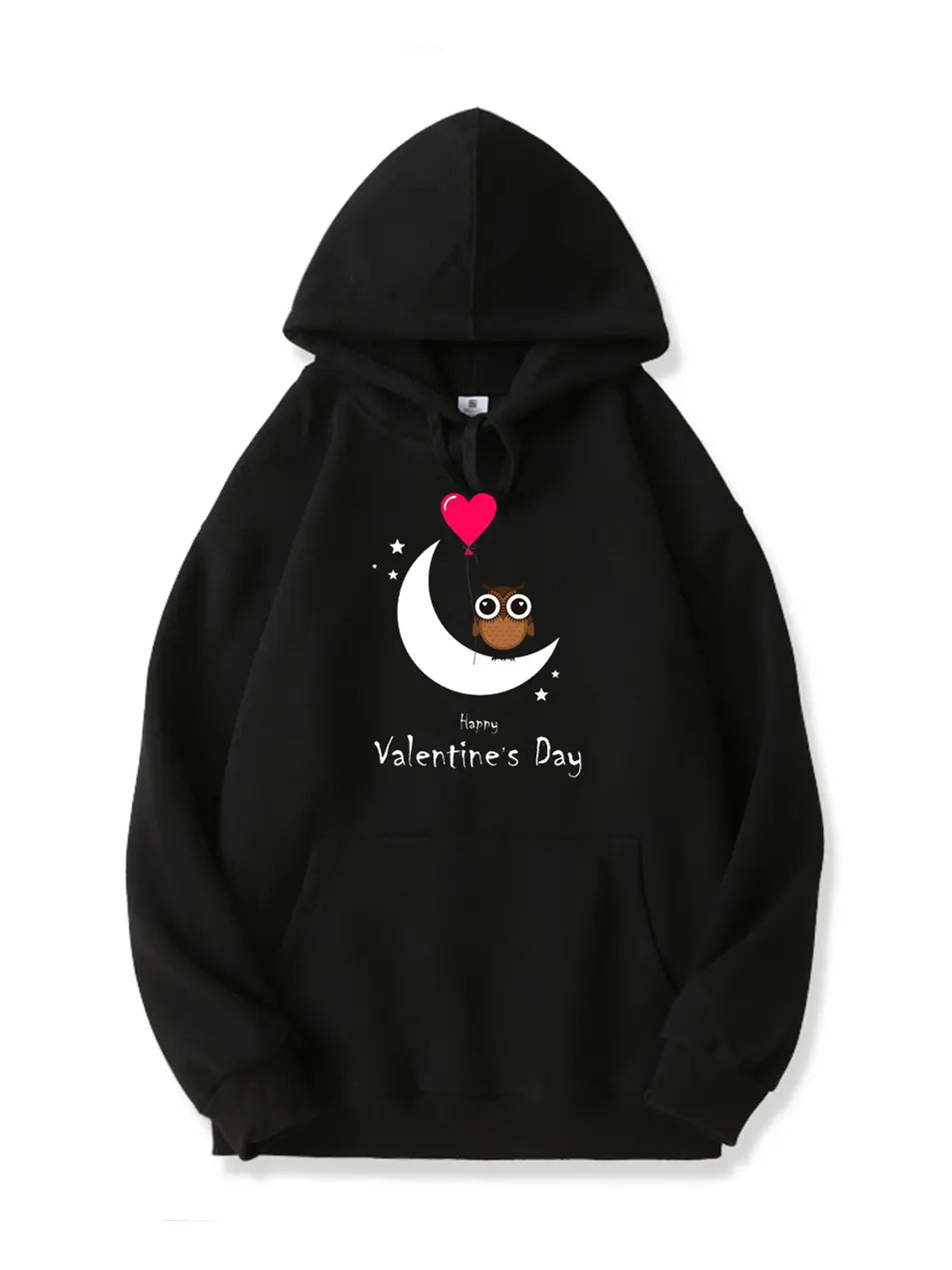 Valentine's Day Owl Love Print Cotton Hoodie Emma Bridess
