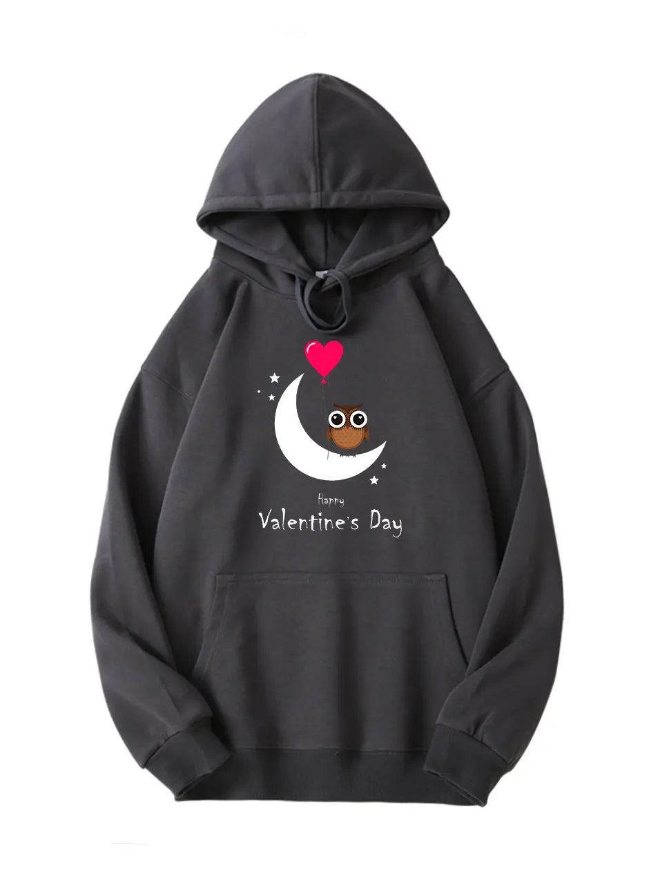 Valentine's Day Owl Love Print Cotton Hoodie Emma Bridess