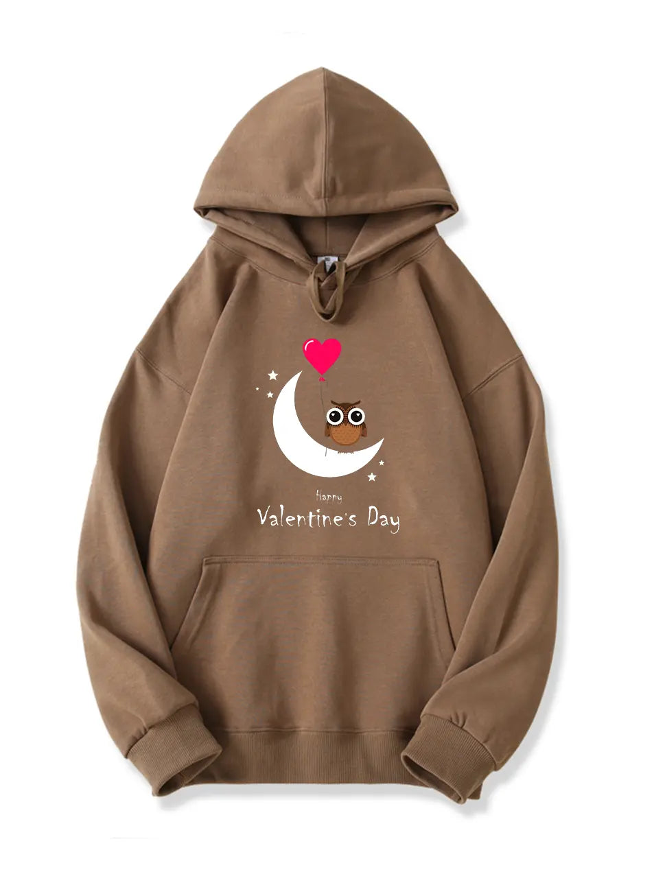 Valentine's Day Owl Love Print Cotton Hoodie Emma Bridess