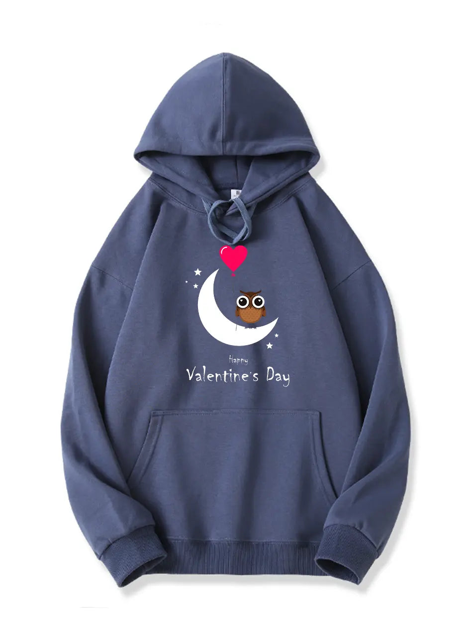 Valentine's Day Owl Love Print Cotton Hoodie Emma Bridess