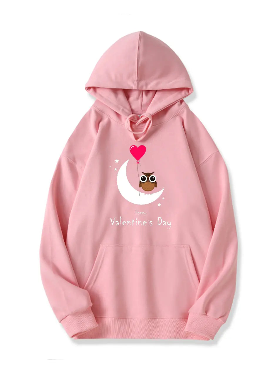 Valentine's Day Owl Love Print Cotton Hoodie Emma Bridess