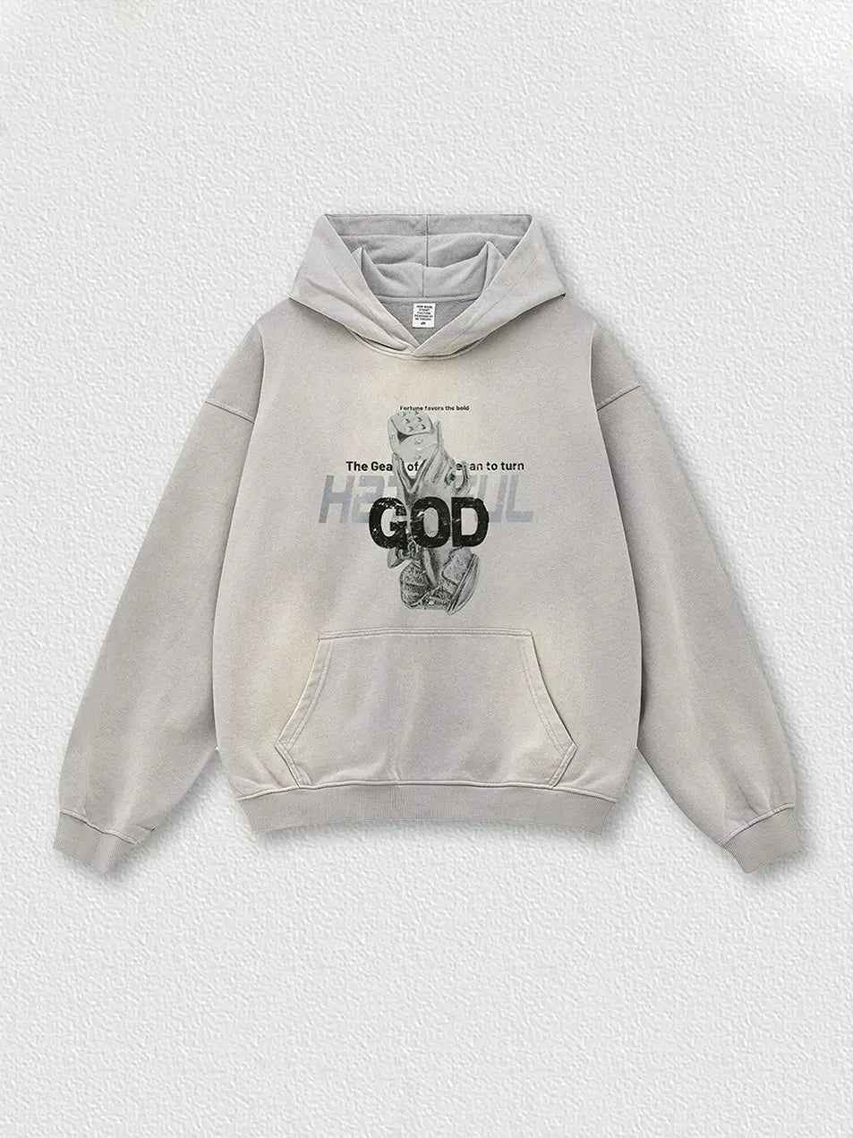 370g Cotton Vintage Wash Old God Printed Hoodie