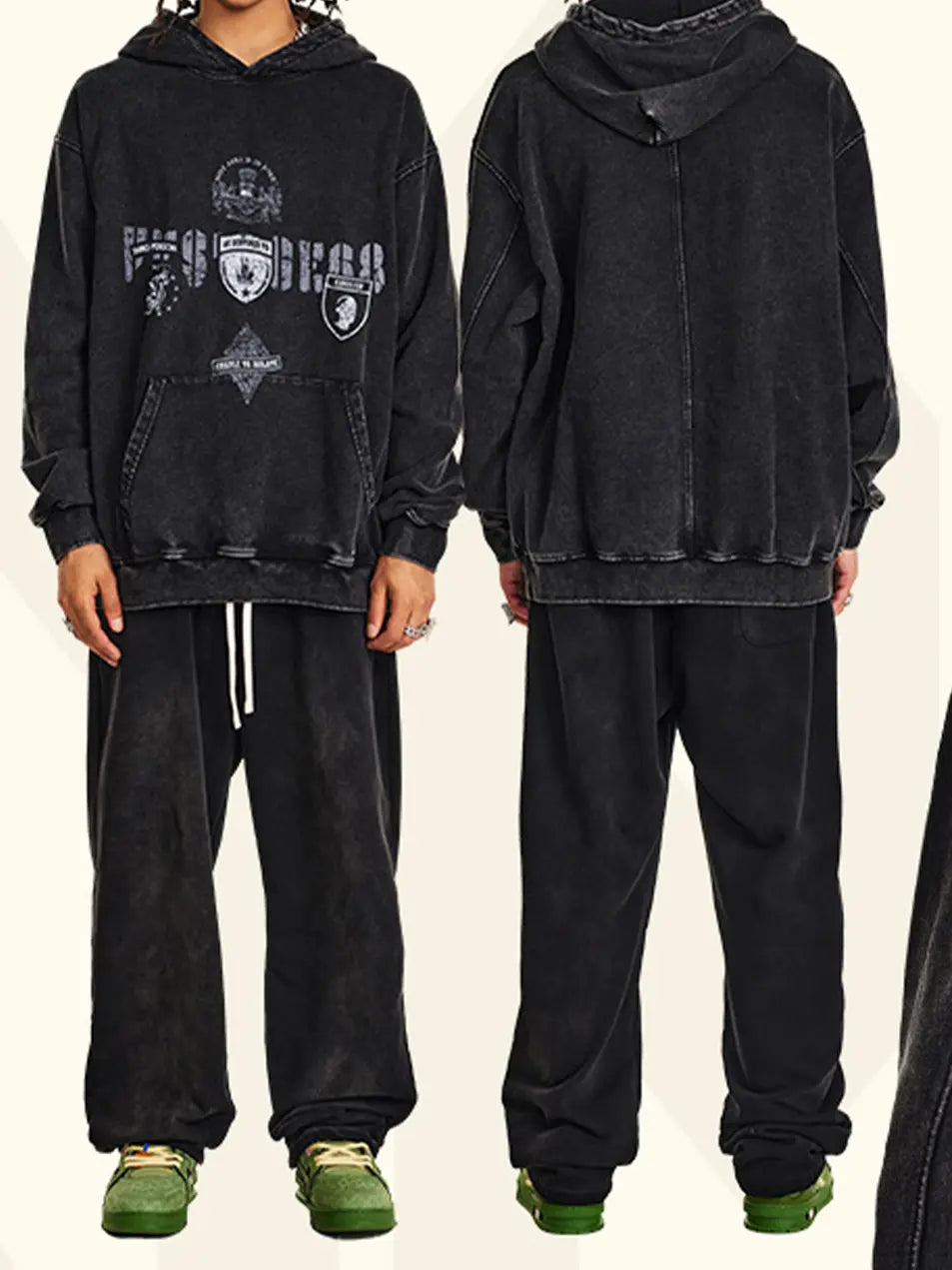 450g Cotton Vintage Old School Hiphop Printed Hoodie