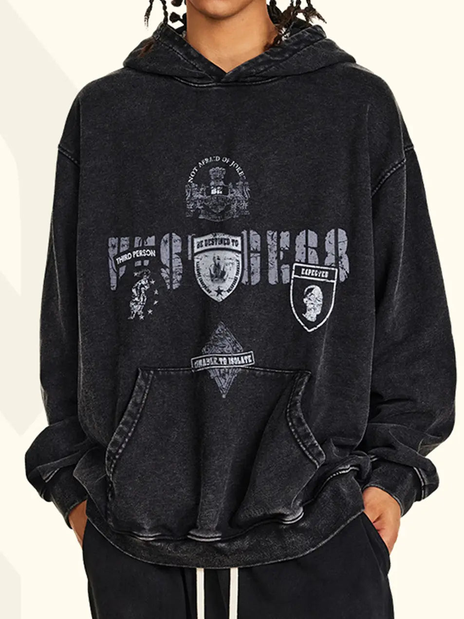 450g Cotton Vintage Old School Hiphop Printed Hoodie