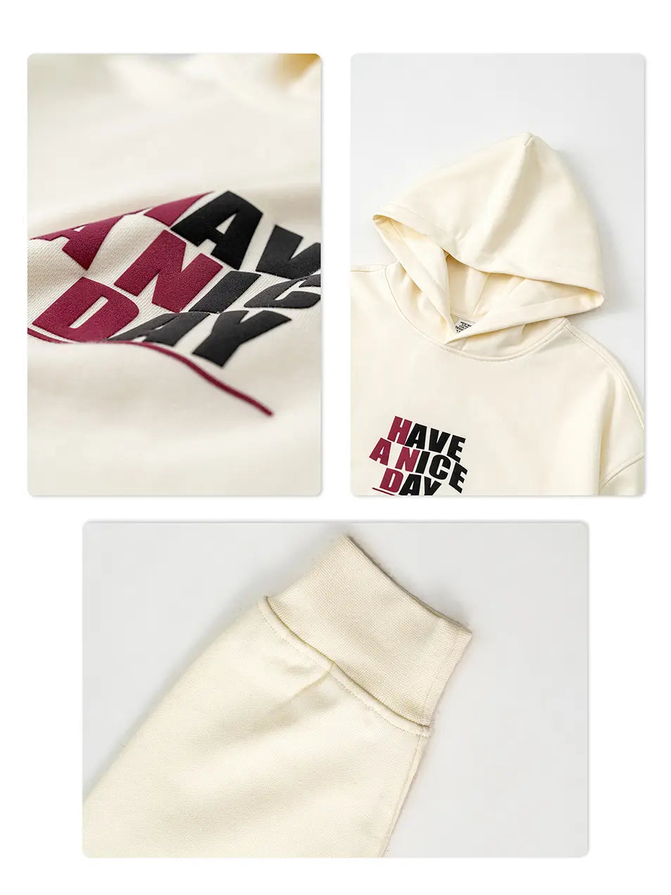 445g Letter Printed Cotton Hoddie-Have A Nice Day