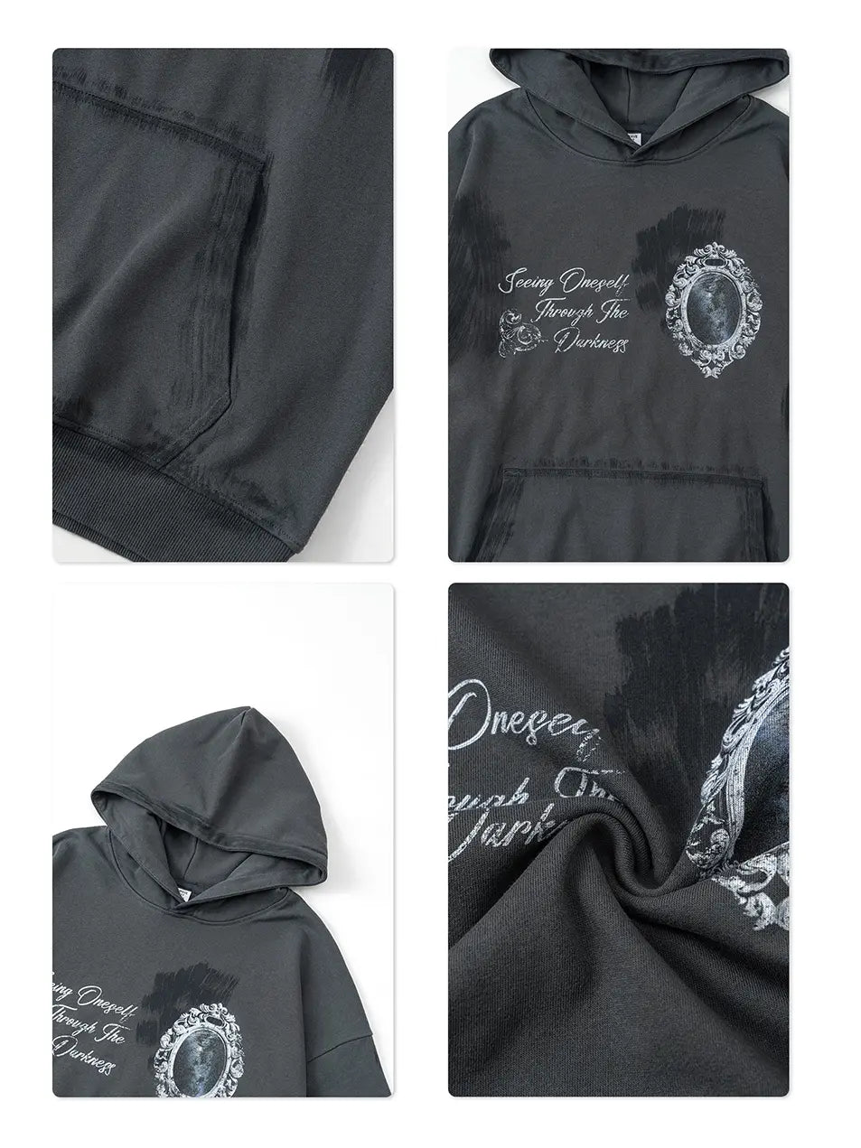 370g Vintage Wash Old Cotton Gradation Letter Printed Hoodie