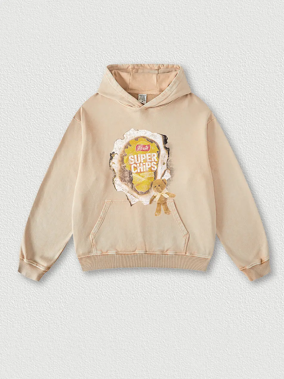 420g Super Chips Vintage Wash Old Printed Hoodie