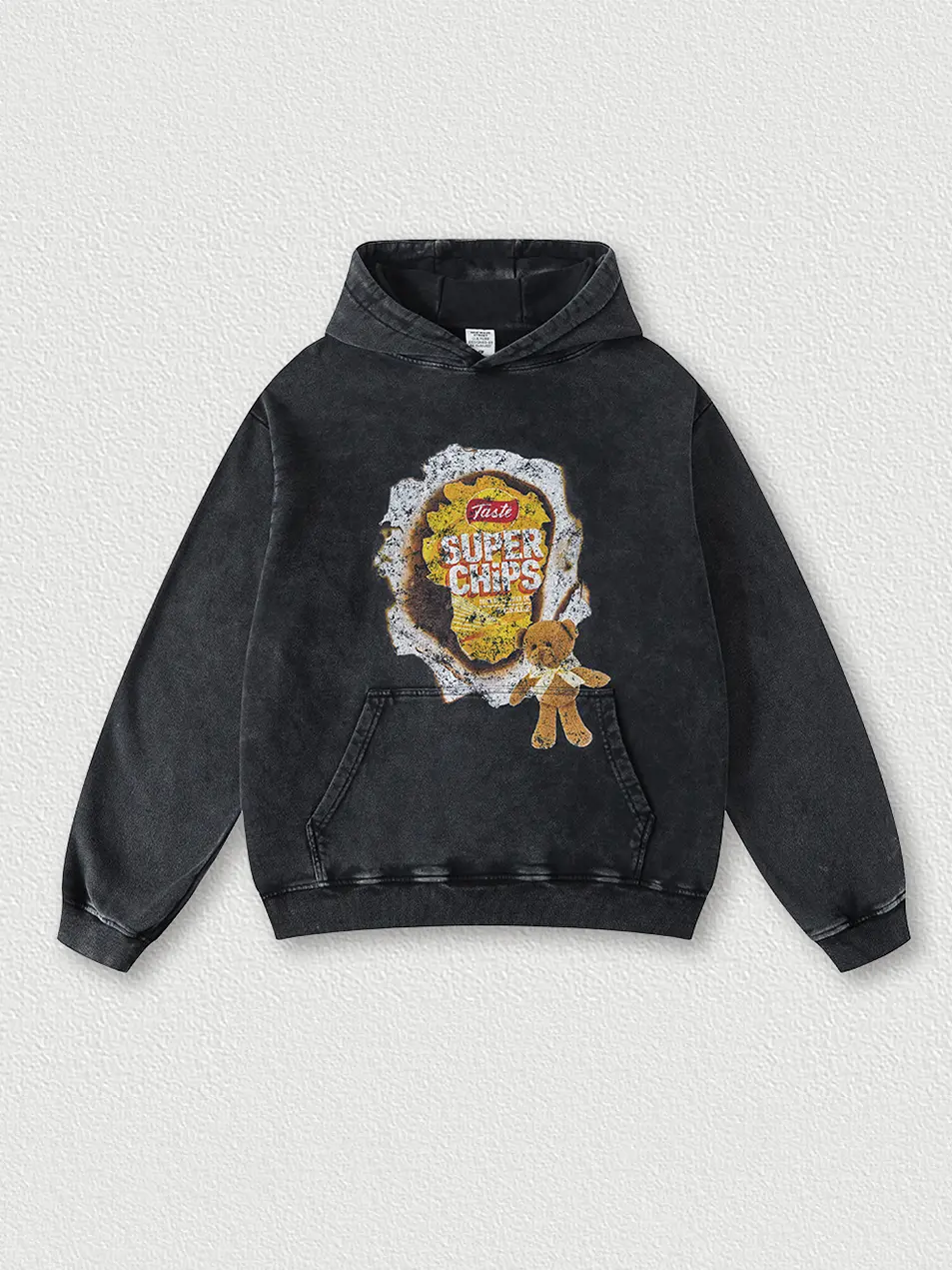 420g Super Chips Vintage Wash Old Printed Hoodie