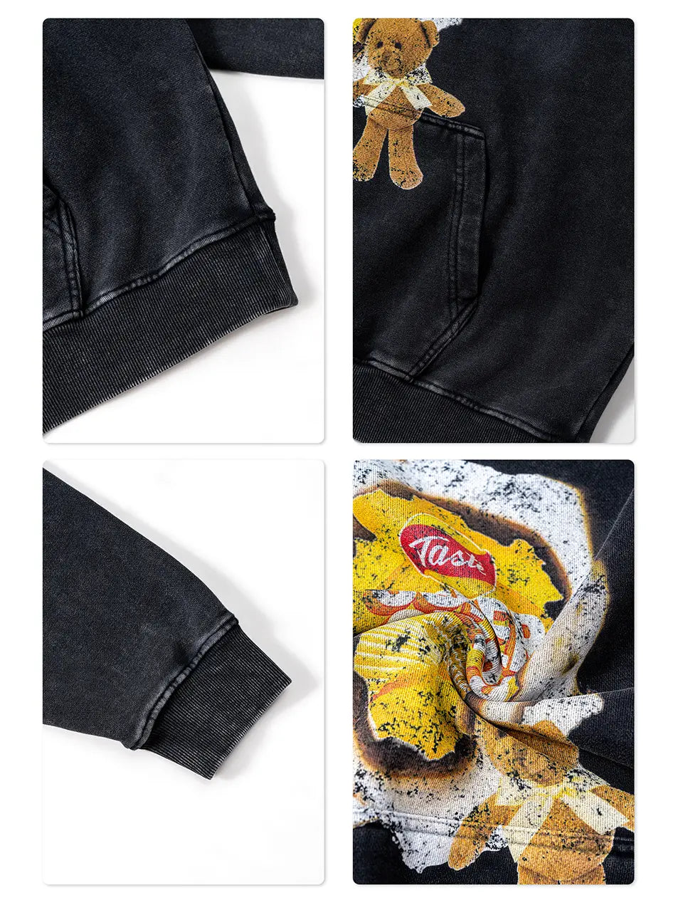 420g Super Chips Vintage Wash Old Printed Hoodie