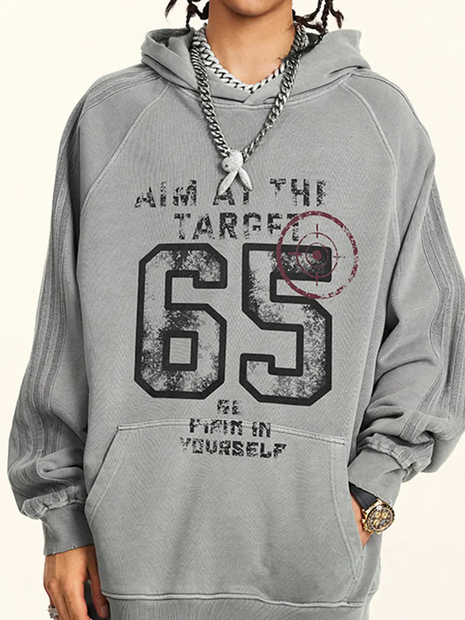 Vintage Number Printed 410g Cotton Hoodie