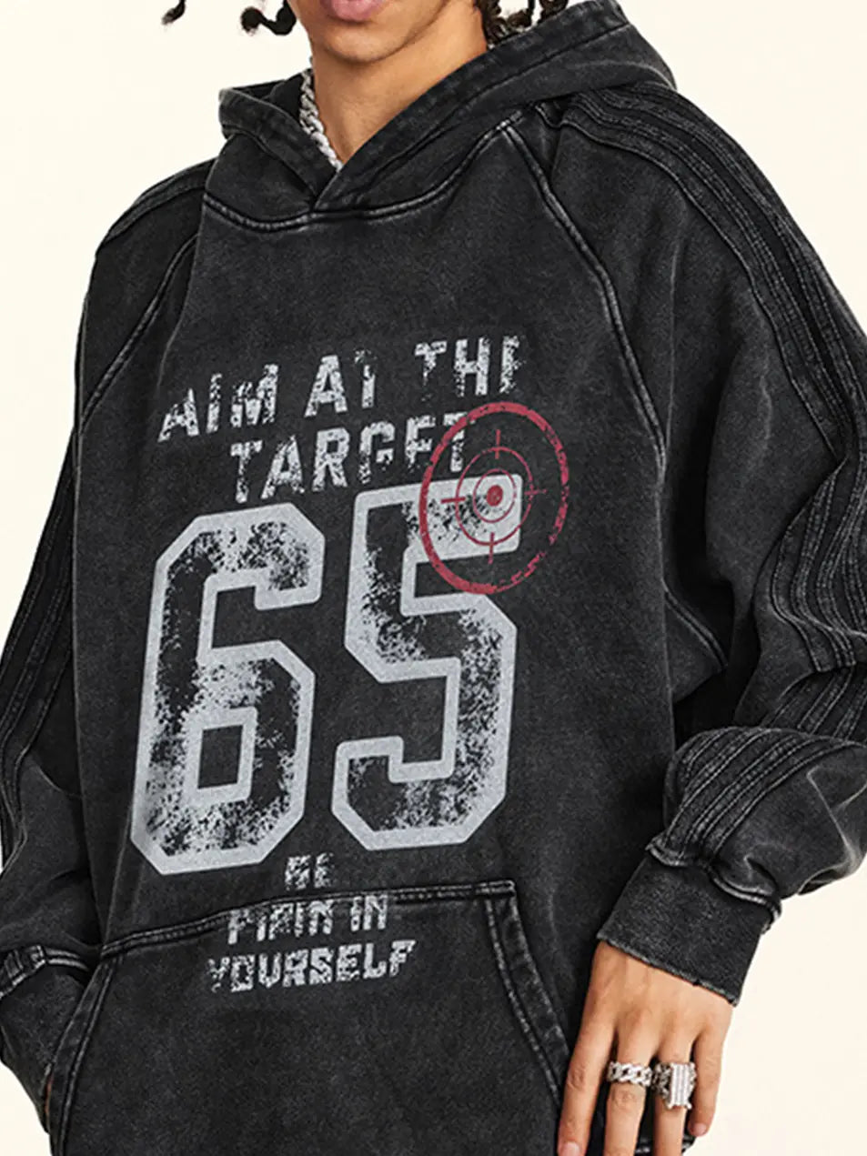 Vintage Number Printed 410g Cotton Hoodie