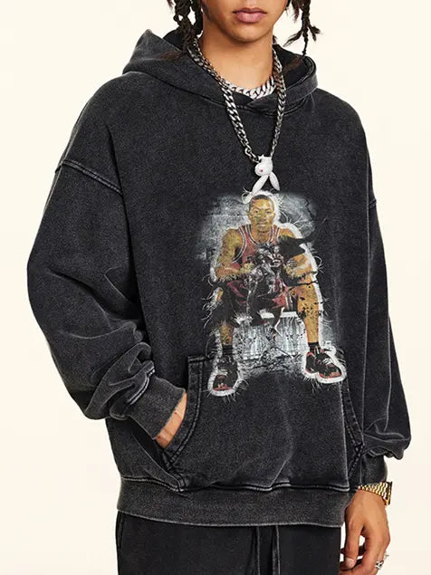 420g Vintage NBA Wash Old Cotton Hoodie Emma Bridess