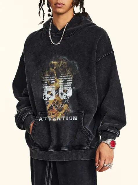 333g Vintage Number Printed Wash Old Hoodie Emma Bridess