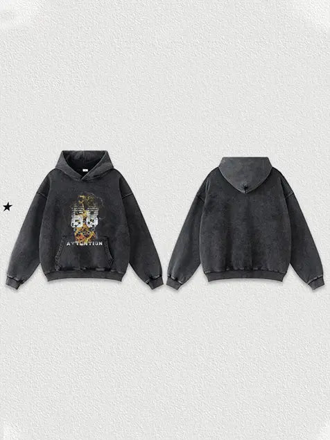 333g Vintage Number Printed Wash Old Hoodie Emma Bridess