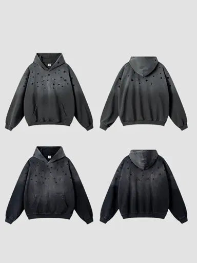 410g Wash Old Dotted Cotton Hoodie Emma Bridess