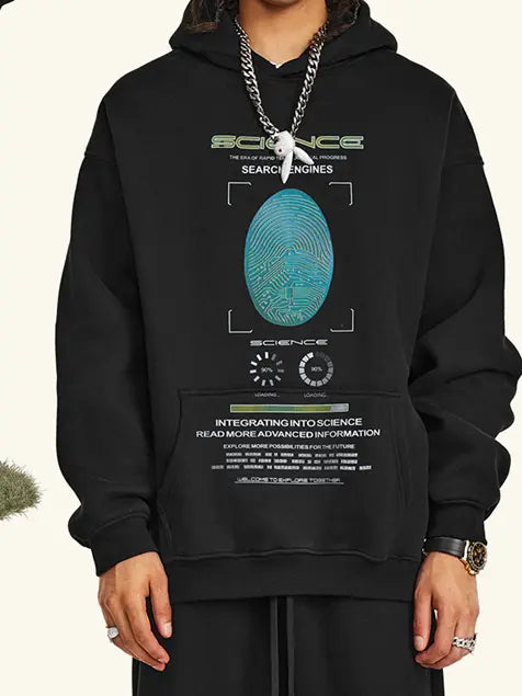 345g Vintage Wash Old Cotton Science Fingerprint Hoddie Emma Bridess