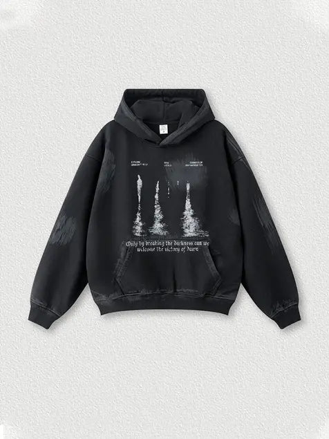 370g Cotton Vintage Wash Old Printed Hoodie Emma Bridess
