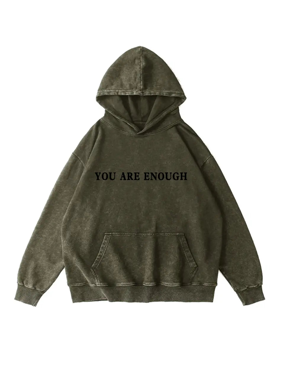 360g You Are Enough Letter Printed Wash Old Cotton Hoodie Emma Bridess