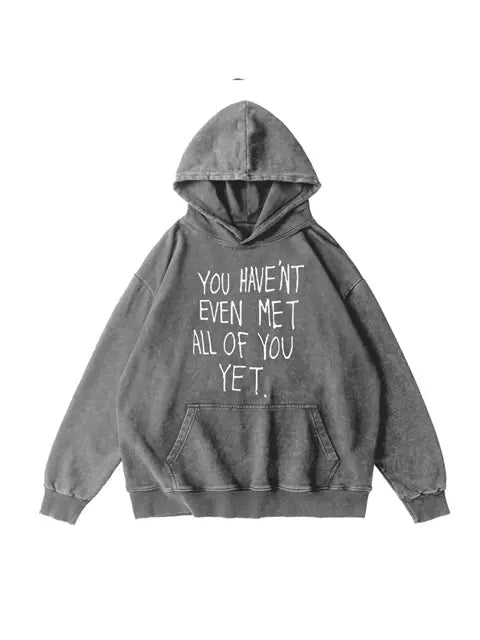 360g All Of You Letter Printed Wash Old Cotton Hoodie Emma Bridess