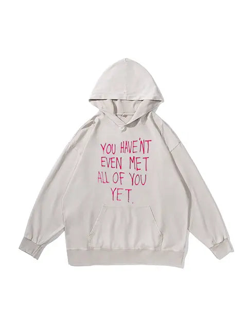 360g All Of You Letter Printed Wash Old Cotton Hoodie Emma Bridess