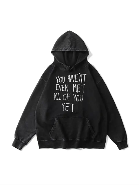 360g All Of You Letter Printed Wash Old Cotton Hoodie Emma Bridess
