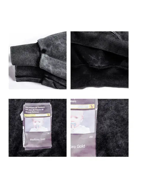 Smoking Baby Print Wash Old Hoodie Emma Bridess