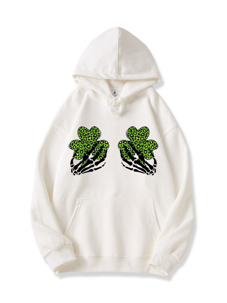 320g Shamrock Printed Cotton Hoodie for St. Patrick's Day Emma Bridess
