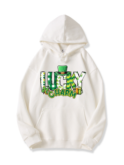 320g Lucky Charm Printed Cotton Hoodie for St. Patrick's Day Emma Bridess