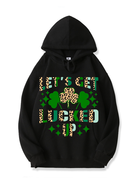 320g Lucked Up Shamrock Cotton Hoodie for St. Patrick's Day Emma Bridess