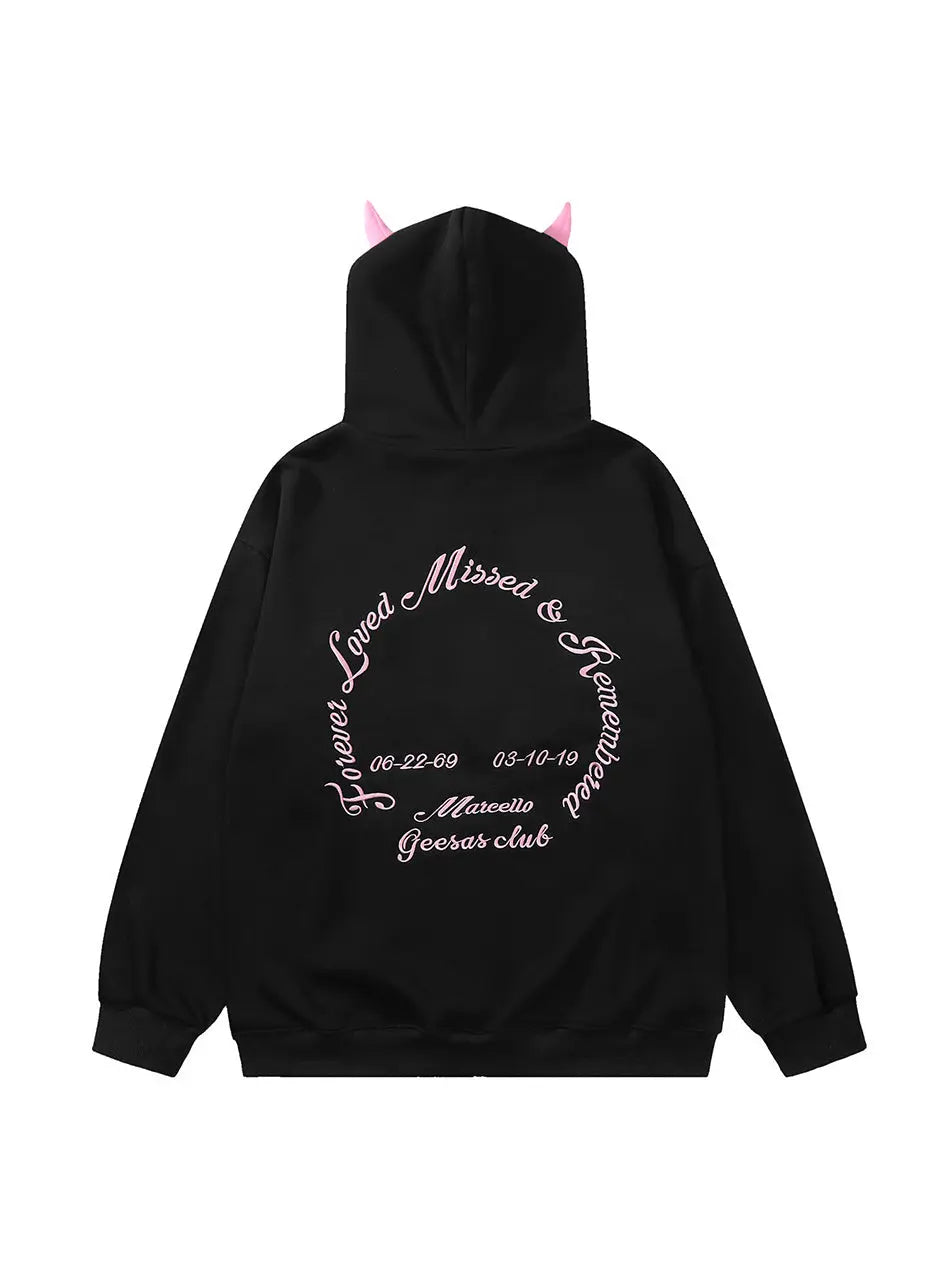 Hoodie Sweatshirt With Demon Horn Design For Women Emma Bridess