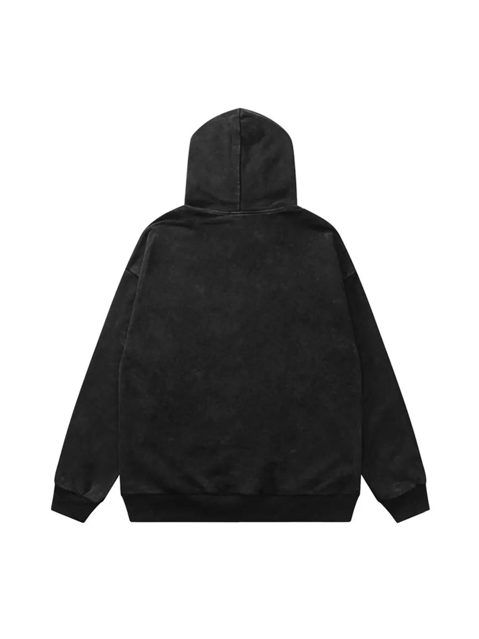 Vintage Star Print Front Zipper Hooded Sweatshirt Sports Men Casual Streetwear Emma Bridess