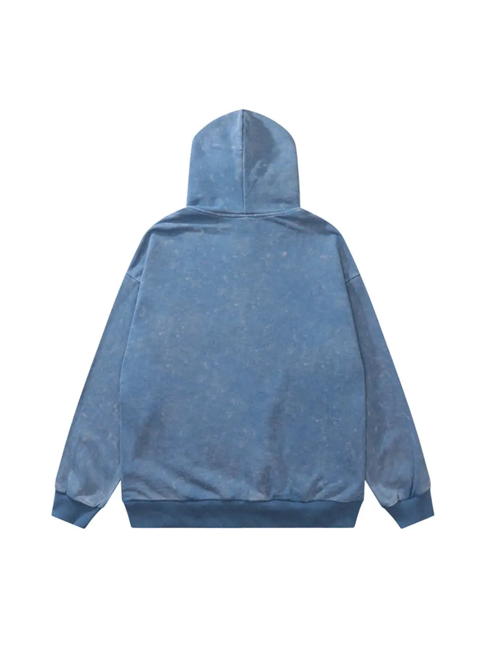 Vintage Star Print Front Zipper Hooded Sweatshirt Sports Men Casual Streetwear Emma Bridess