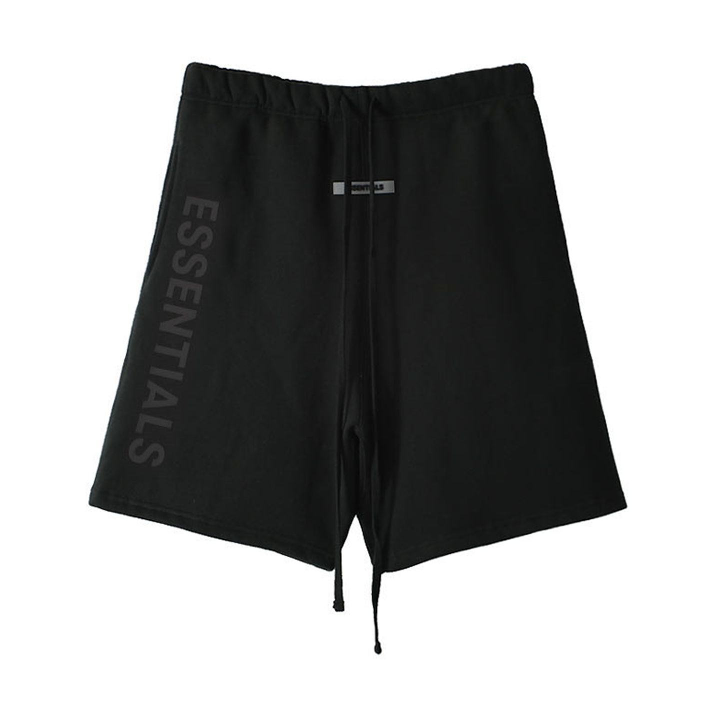 Black Essentials Cotton Shorts for Men with Minimal Print