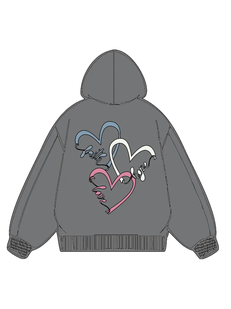 320g Love Heart Printed Cotton Hoodie for Valentine's Day Emma Bridess