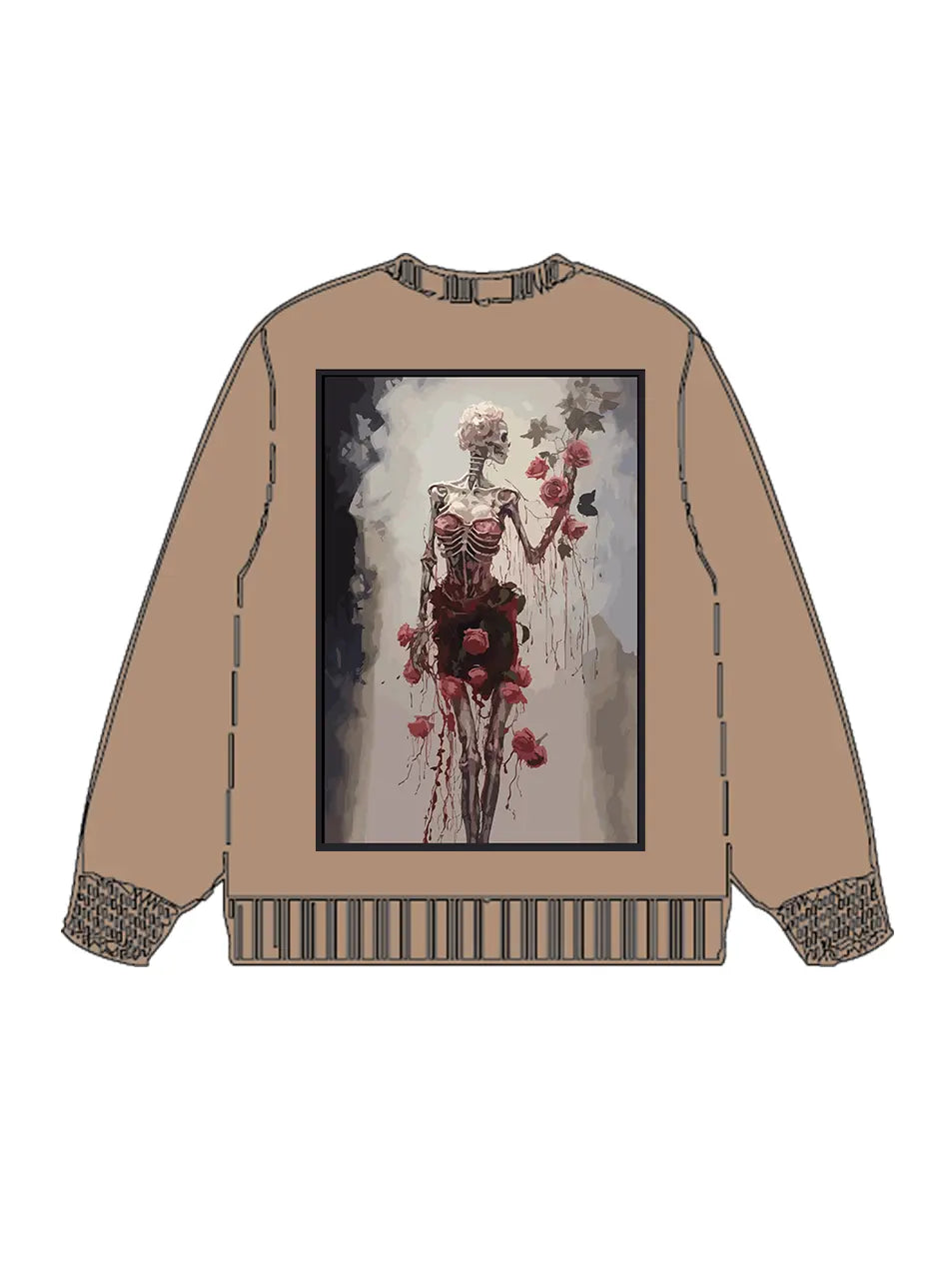 350g Cotton Heart Rose Printed Wash Old Sweatshirt for Valentine's Day Emma Bridess